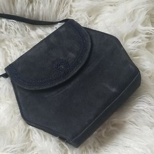 Vintage navy suede crossbody